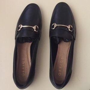 Black leather loafers
